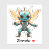 Sticker Cute Turquoise Dancing Robot Pixie (Feuille)