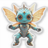 Sticker Cute Turquoise Dancing Robot Pixie (Devant)