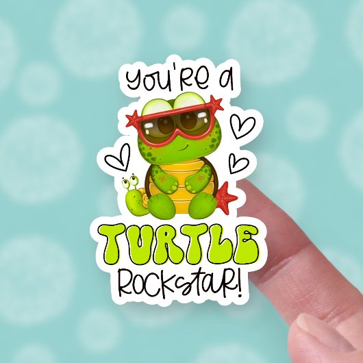 Sticker Cute Turtle Pun Drôle Rockstar Petite entreprise
