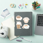 Sticker Cute Typographie Kawaii Style Thé, Café & Donut (Couverture iPad)