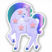 Sticker Cute Unicorn avec étoiles (Devant)