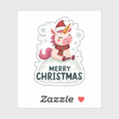 Sticker Cute unicorn Christmas hat unicorn Christmas T-Shi (Feuille)