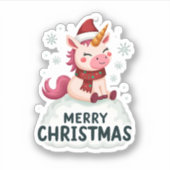 Sticker Cute unicorn Christmas hat unicorn Christmas T-Shi (Devant)