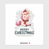 Sticker Cute unicorn Christmas hat unicorn Christmas T-Shi (Feuille)