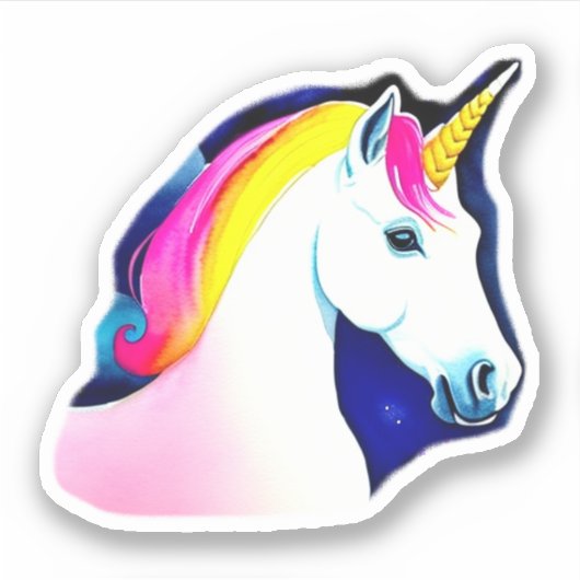 Sticker Cute Unicorn Étoiles magiques Dessin fille (Devant)