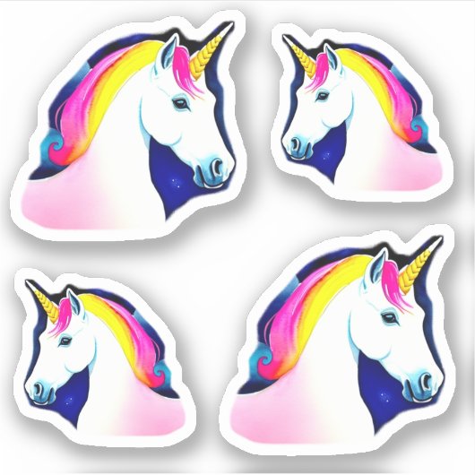 Sticker Cute Unicorn Étoiles magiques Dessin fille (Devant)