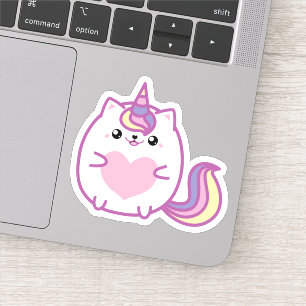 Sticker Cute Unicorn Kitty coeur