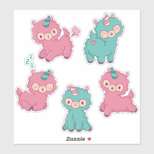 Sticker Cute Unicorn Llamas (Feuille)