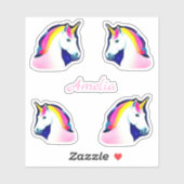 Sticker Cute Unicorn Magique Stars Dessin Nom de fille (Feuille)