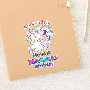Sticker Cute Unicorn Ont Un Anniversaire Magique 