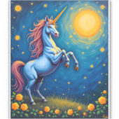 Sticker Cute Unicorn Starry Night (4) (Devant)