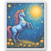 Sticker Cute Unicorn Starry Night (4) (Devant)