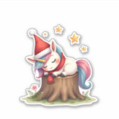 Sticker Cute Unicorn with Scarf Christmas Xmas Holiday T-S (Devant)