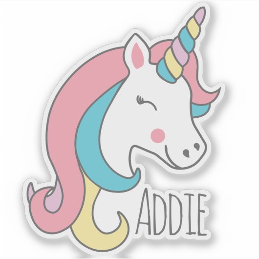 Sticker Cute Unicorne customisée (Devant)