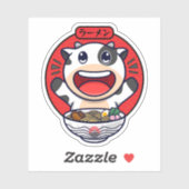 Sticker Cute Vache Mange Ramen (Feuille)