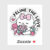 Sticker Cute Valentine's Cat Design - Feline the Love (Feuille)
