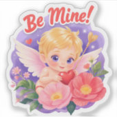 Sticker Cute Valentine's Day Cupid with "Be Mine" (Devant)