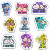 Sticker Cute Valentines Day  Whimsical Typography (Devant)