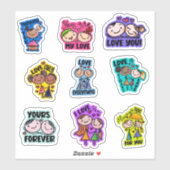 Sticker Cute Valentines Day  Whimsical Typography (Feuille)