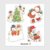 Sticker Cute Vintage Christmas Snowman (Feuille)