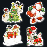 Sticker Cute Vintage Christmas Snowman<br><div class="desc">Stickers Vintage Noël Snowman pour cartes de voeux,  invitations,  cadeaux bébé/enfant,  ou toute autre utilisation.</div>