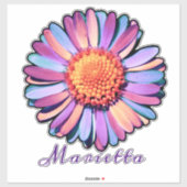 Sticker Cute Violet Rose Bleu Boho Daisy Personnalisé Bi (Feuille)