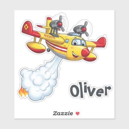 Sticker Cute Water Bomber Aircraft - Fireplane (Feuille)