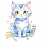 Sticker Cute watercolor cat (chaton) design (Devant)