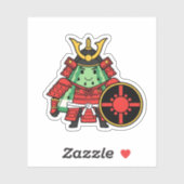 Sticker Cute Watermelon Shogun Samurai Warrior Illustratio (Feuille)