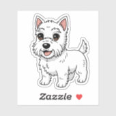 Sticker Cute West Highland White Terrier Dog (Feuille)