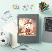 Sticker Cute White Rabbit Wonderland Whimsical Timekeeper (Couverture iPad)