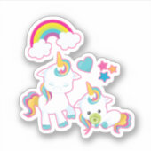 Sticker Cute White Unicorns Magical Mama & Baby (Devant)