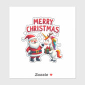 Sticker Cute Xmas Unicorn Santa on Unicorn Christmas T-Shi (Feuille)