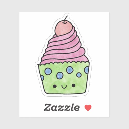 Sticker Cute yummy cupcake (Feuille)
