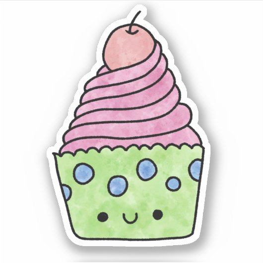 Sticker Cute yummy cupcake (Devant)