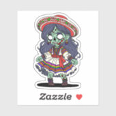 Sticker Cute Zombie péruvien (Feuille)