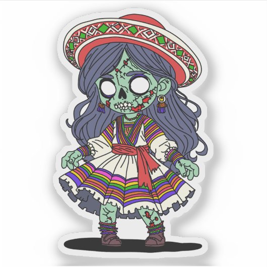 Sticker Cute Zombie péruvien (Devant)