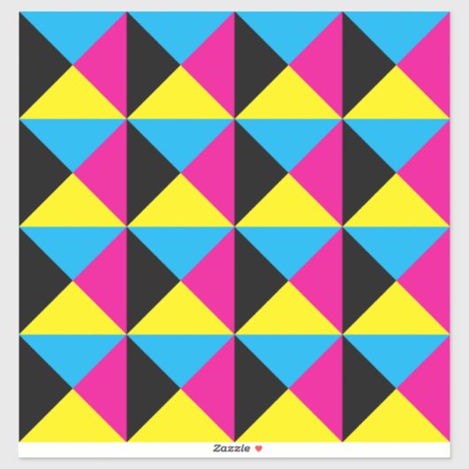 Sticker cyan magenta jaune triangle noir jeu (Feuille)