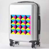 Sticker cyan magenta jaune triangle noir jeu (Sur valise)