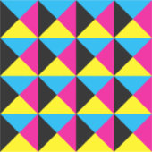 Sticker cyan magenta jaune triangle noir jeu (Devant)