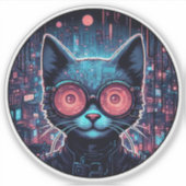 Sticker Cyber Chat Futuriste (Devant)