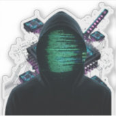 Sticker Cybernetic Tech Fusion - Neon Katana & CPU Circuit (Devant)