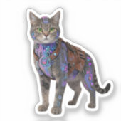 Sticker Cyberpunk Circuit Cat – Neon Tech Beast (Recto)