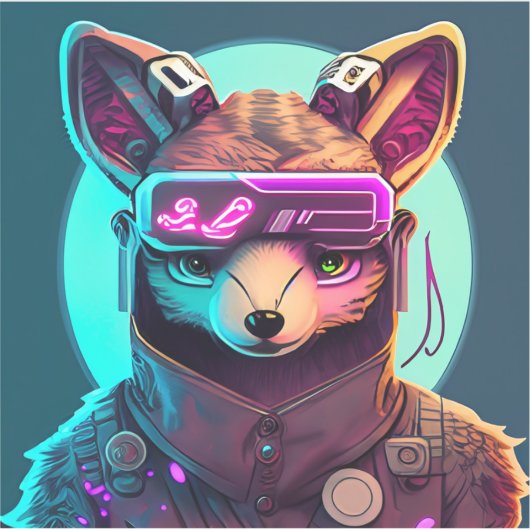 Sticker Cyberpunk Fox 1 (Devant)