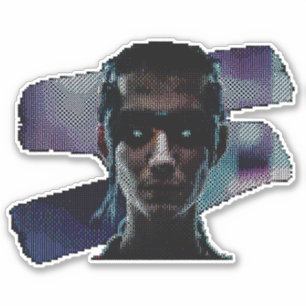 Sticker Cyberpunk guerrier ASCII Art