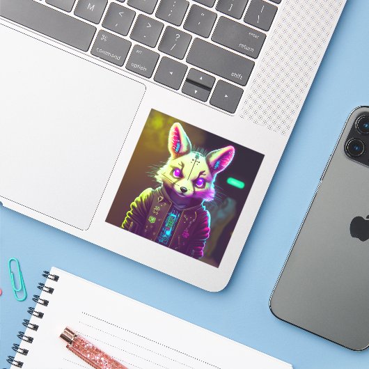 Sticker Cyberpunk Rabbit 2 (Ordinateur portable avec iPhone)