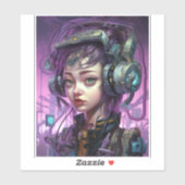 Sticker Cyborg Femme Science-Fiction (Feuille)