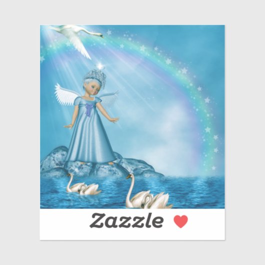 Sticker Cygnes Blanches Et Angel (Feuille)