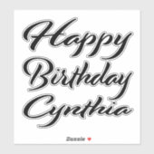 Sticker Cynthia Nom Prénom Anniversaire de l'autocollant n (Feuille)