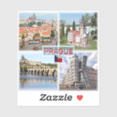Sticker CZ Prague - Hôtel de Ville - Pont Charles (Feuille)